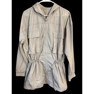 Apana Women’s Water Resistant Gull Grey Full Zip Windbreaker Jacket Size Large